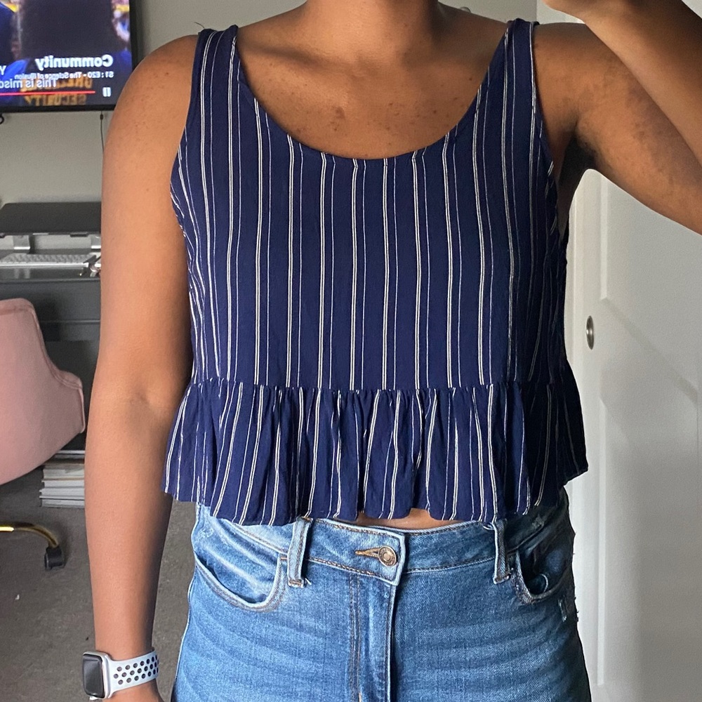 Striped open back crop top
